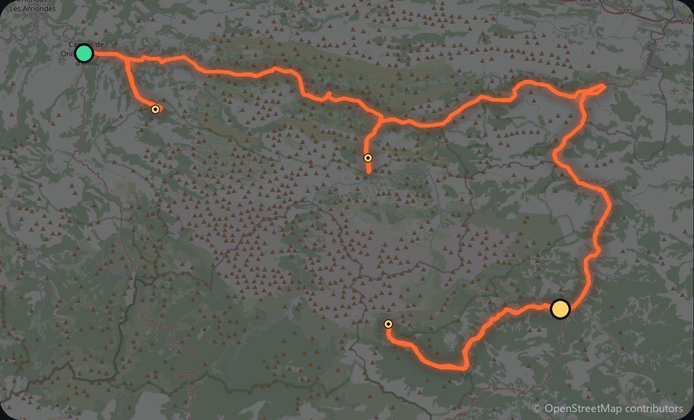 Map of the Cangas de Onís to Potes driving route