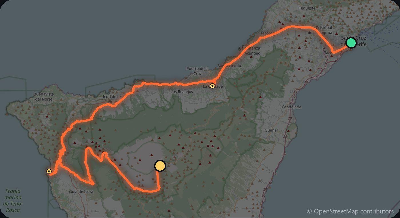 Map of the Santa Cruz de Tenerife to Santa Cruz de Tenerife driving route